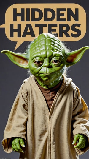 Photo of Yoda with text bubble that says "hidden haters"
