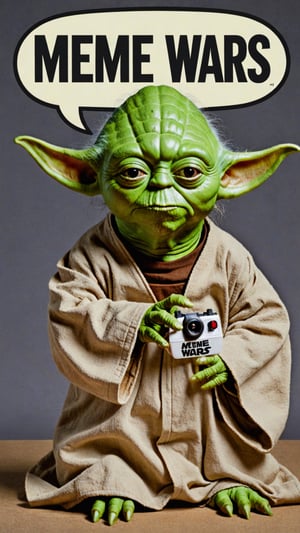 Photo of Yoda with text bubble that says "meme wars" 
