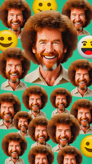 Photo of Bob Ross emoji clones painting emoji clones with text that says "copy paste clone BOSS" 