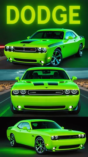 Photo of Trinity in neon green Dodge Challenger in Matrix with text bubble that says "Dodge This"