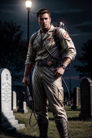 ((ultra realistic 8k)), (best quality)), a man, Ghostbusters character, proton pack, flying ghost,
handsome guy, angry face, ghostbusters suit, peter venkman, ghost in background, cemetery, daemon, abandoned fabric, nighttime