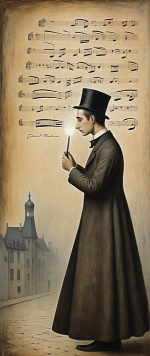Neo Surrealism, by Gabriel Pacheco and Max Ernst,  painting of a Lyrics of song : Enjoy The Silence,  fantasy Victorian art, magical realism bizarre art, pop surrealism, whimsical art.