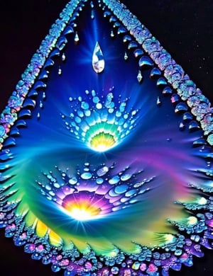  the iridescent universe seen through a drop of rain distorting the explosion of reality in shattered fractals