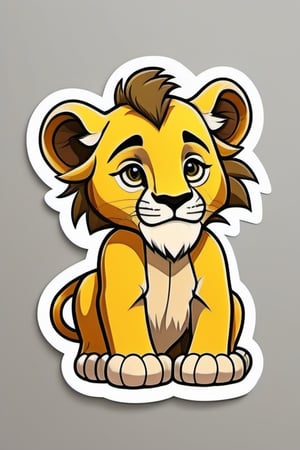 beautiful lion cub, cartoon style,8k, White background, well-defined black lines, coloring page,sticker