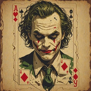 poker card, joker, pixelless, artstyle, old paper