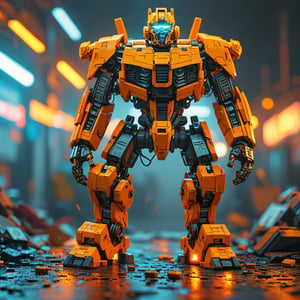 Autobot, sci-fi, neon light, orange neon light, mini vortex lego