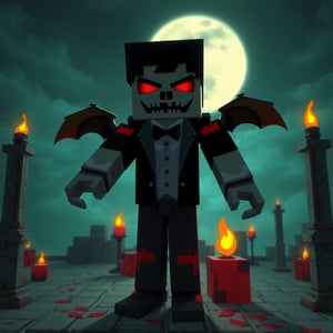 Minecraft Vampire, horror background 