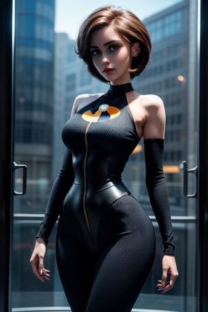  mature very tall thin Woman.
 Windy
Wide shoulders.

hourglass body shape,Futuristic room 
sthoutfit,helenparr,domino mask