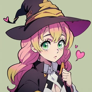 1girl,,Heart,(Green eyes),Witch