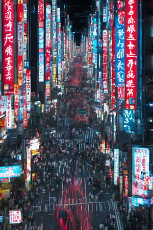 night city, top view ,Spirit Fox Pendant, people walking, realstic, neon light. high detail, high_resolution,make_3d,japan,Night view of Namba, Osaka, Osaka, scenery,traffic light, japan,DonMR0s30rd3rXL ,Pedestrian Signals