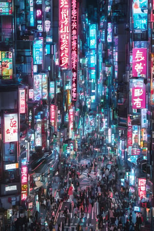 night city, top view ,Spirit Fox Pendant, people walking, realstic, neon light. high detail, high_resolution,make_3d,japan,Night view of Shinjuku, Tokyo, scenery,traffic light, japan,DonMR0s30rd3rXL 