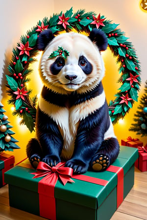a panda wearing Christmas wreath,Apoloniasxmasbox,xxmix_girl
