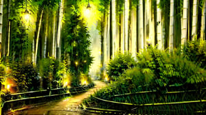 (best quality,masterpiece:1.2),ultra detailed,(photo realistic:1.4),(at night:1.3),bamboo_grove_background,EpicArt,Nice legs and hot body