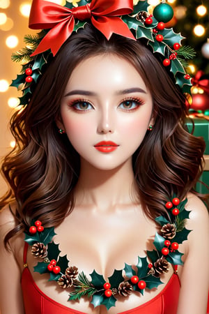 a beauty girl wearing Christmas wreath,Apoloniasxmasbox,xxmix_girl