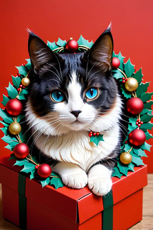 a cat wearing Christmas wreath,Apoloniasxmasbox,xxmix_girl