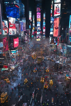night city, top view ,Spirit Fox Pendant, people walking, realstic, neon light. high detail, high_resolution,make_3d,New York,Night view of New York Times Square, Times Square, New York distant view, scenery,traffic light, New York ,DonMR0s30rd3rXL ,Pedestrian Signals,rose,knight,cyborg