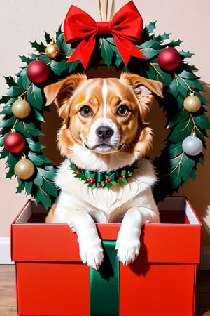 a dog wearing Christmas wreath,Apoloniasxmasbox,xxmix_girl
