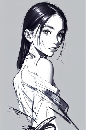 Sketch drawing,  dessin,  masterpiece, high quality,  1girl,  wear daily clothes, hyper detail drawing,Enhance,Young beauty spirit 