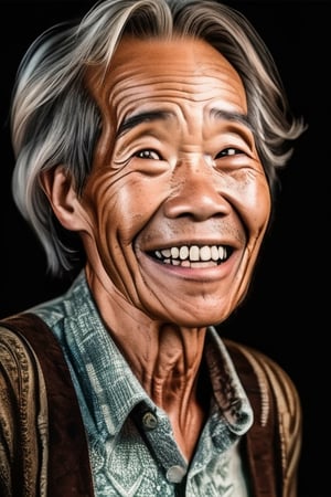 Stunning image of a happy aged man, indonesia,
ambient mysterious light, hyper detailed, 
highly detailed, insanely detailed, handsome, 
realistic, stunning, perfect lighting, mind blowing, award winning,wong-iyas