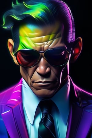 a photograph of , a close up of a 60 years indonesia man in a suit , a digital painting inspired by rodel gonzalez, featured on cgsociety, funk art, wearing a colorful men's suit,,wong-iyas,disney pixar style,Anime,Detailedface