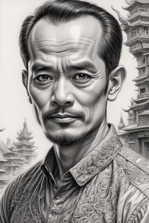 Indonesia comics 30 years old man,character sketch,pencil, intricately details, finely detailled, Hyper-detailing, Caricature, pencil sketch,pencil sketch,saguplo