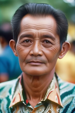 centered,a half body,solo, Indonesia male, 65 years old,
kodak chrome photograph of a businessman, 1960s, (sharp focus, skin texture, bokeh),perfect realistic, face skin,ebesiyasku