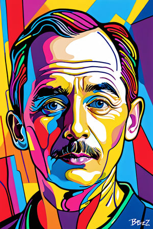 middle aged man, digital artwork, bold lines, vibrant, saturated colors,AiArtV,ebezz,ebes