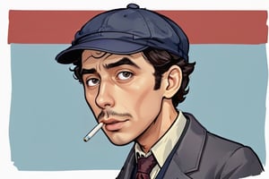 icon of Sherlock Holmes movies actors, cartoon style, crisp face,wong-april