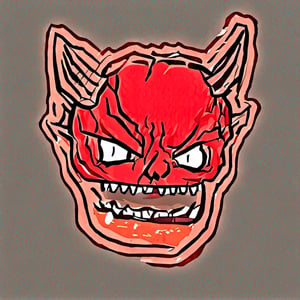 american cartoon, red satan, head, 2-dimension_animated, vector