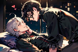 masterpiece,gay male relationship,2male,boy's_love,yaoi,eye contact,smiling,Halloween,vampire