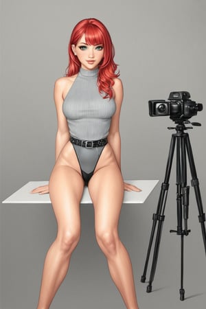 
((sit down)) Charming woman, with pretty freckles and red_light hair in a hairstyle, with shoulders and waist, standing sideways, looking at camera, ((without clothes)), 
legs spread wide
(no background),girl,Ukiyo-e