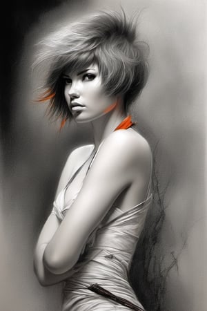 girl,sketch,photorealistic, in the style of esao andrews,b&w