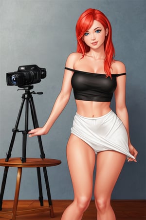 
((sit down)) Charming woman, with pretty freckles and red_light hair in a hairstyle, with shoulders and waist, standing sideways, looking at camera, ((without clothes)), 
legs spread wide
(no background),girl,Ukiyo-e