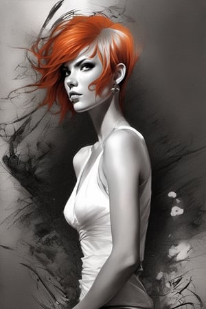 girl,sketch,photorealistic, in the style of esao andrews,b&w