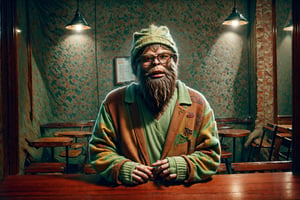 (((masterpiece))), in a busy cafe, (((Sasquatch))), getting high, dressed in hipster attire, hipster glasses, hipster jacket, hipster hat, (hipster) (masterpiece:1.5) (stoner:1.1) (best quality) (detailed) (intricate) (8k) (HDR) (wallpaper) (cinematic lighting) (sharp focus),1boy, 1girl,Sasquatch,marijuanastyle