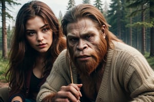 (((masterpiece))) forest, (((Sasquatch))) is (((wearing a cardigan))), smoking a joint and (((fucking))), (((beautiful red headed woman))), detailed face, high details, photography, dark studio, rim light, Nikon D850, 50mm, f/1.4, masterpiece, high quality, high definition, 8K, super detailed, detailed scenery, photorealistic, best quality,
detailed skin texture, Fujicolor_Pro_Film, highquality, masterpiece, photorealistic, poeple, (((2people))), photorealistic, two people,1boy 1girl, Sasquatch, RAW photo, realistic, remarkable color, ultra detail, unedited photo, ,poeple,2people,two people,Sasquatch,Bigfoot