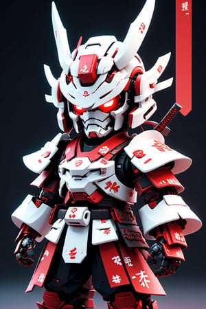 (masterpiece, best quality:1.5), EpicLogo, samurai armor ,robot, white armor, white face, look on viewer,Ten-Ten word on armor, pixel style, central view, cute, hues, Movie Still, cyberpunk, cinematic scene, red armor, intricate mech details, ground level shot, 8K resolution, Cinema 4D, Behance HD, polished metal, shiny, data, white background