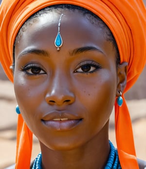 photo close up nubian woman, city