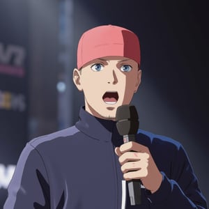 Anime Fred Durst, singing on the stage,retro_anime