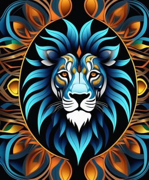 Lion, 4k, abstract animal fractal patterns