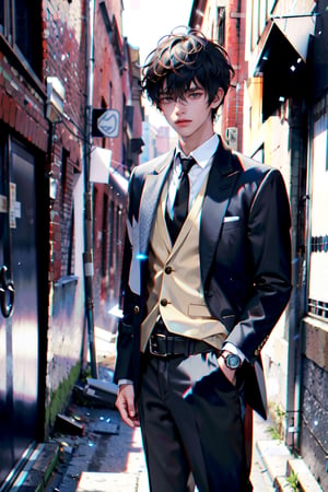 8k, (absurdres, highres, ultra detailed), 1 boy, EpicArt, school, blazer, school uniform, male high school student