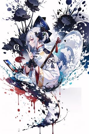 8k, (absurdres, highres, ultra detailed), (1 man:1.3), EpicArt,Chinese ink paint,water inkSpot,White and white,Chinese style, chinese_clothes,masterpiece