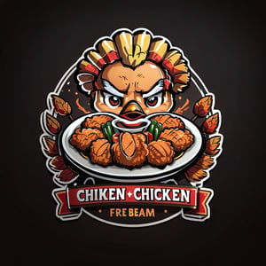 Design a logo for a special restaurant that serves crispy fried chicken coated with a generous amount of chili. The logo should reflect the unique flavor of the restaurant, focusing on the fried chicken that's pounded with chili. The logo should depict the combination of savory and spicy flavors in this dish and create a visually appealing design that whets the appetite