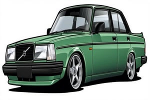 Volvo 240 classic, low rider, coclor green