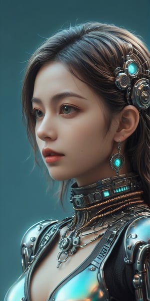 ((medium shot)), (RAW photo, best quality), (realistic, photo-Realistic:1.3), Imagine a beautiful cyborg with a translucent glowing glass body with colorful electronic lighting and clockwork completely visible through her translucent glass body walking through a futuristic city, flowy hair, fantasy, work of beauty and complexity, 8k UHD, hyperdetailed ultrarealistic face, hazel eyes ,cyborg style, glowing translucent glass, amber glow,steampunk style, glass body, 80mm digital photo , wide_hips, translucent seethrough glass like body,Leonardo Style,cyberpunk style, iridescent glow,glasstech,,smile, (oil shiny skin:1.0), (big_boobs:2.8), willowy, chiseled, (hunky:2.4),(( body rotation -35 degree)), (upper body:0.8),(perfect anatomy, prefecthand, dress, long fingers, 4 fingers, 1 thumb), 9 head body lenth, dynamic sexy pose, breast apart, (artistic pose of awoman),chrometech,Glass Elements,bubbleGL,neotech,(Transperent Parts),glowing,scifi,ste4mpunk,egyptTech,DonMChr0m4t3rr4XL ,surface imperfections
