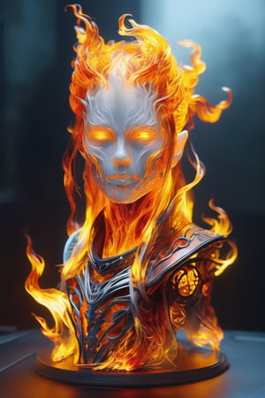 hyper detailed masterpiece, dynamic, awesome quality,DonMF1r3XL firey female uxariean, neural hacker,druid, sabaton ,floating_hair ,DonMF1r3XL,aw0k magnstyle,upper body,photo of a transparent ghost