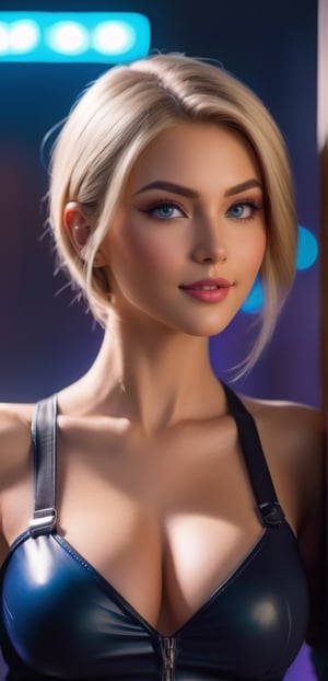 medium shot,4k,best quality,masterpiece,1 American girl, a girl,blond hair, ultrarealistic, ((masterpiece)), ((best quality)), (extremely delicate and beautiful),  a luminous transparent bioluminescent multidimensional entitymasterpiece, best quality, (photorealistic:1.4), a photo of a beautiful woman, from behind, police station in the background, police cars, cowboy shot, (skinny:1.1), large breasts, blonde hair, pixie cut hairstyle, blue eyes,midriff, police uniform, fishnets, pantyhose, thigh boots, hat, smile,(oil shiny skin:1.0), (big_boobs:1.5), willowy, chiseled, (hunky:2.0),(( body rotation 120 degree)), (perfect anatomy, prefecthand, dress, long fingers, 4 fingers, 1 thumb), 9 head body lenth, dynamic sexy pose, breast apart, (artistic pose of awoman),(PnMakeEnh),Amethyst ,cave,crystal ,old style