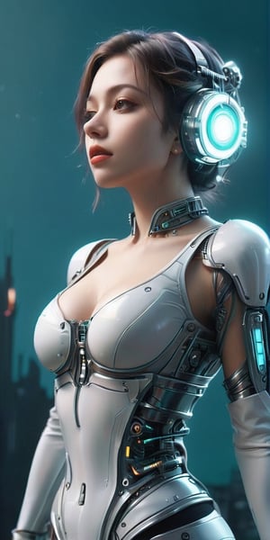 ((medium shot)), (RAW photo, best quality), (realistic, photo-Realistic:1.3), Imagine a beautiful cyborg with a translucent glowing glass body with colorful electronic lighting and clockwork completely visible through her translucent glass body walking through a futuristic city, flowy hair, fantasy, work of beauty and complexity, 8k UHD, hyperdetailed ultrarealistic face, hazel eyes ,cyborg style, glowing translucent glass, amber glow,steampunk style, glass body, 80mm digital photo , wide_hips, translucent seethrough glass like body,Leonardo Style,cyberpunk style, iridescent glow,glasstech,,smile, (oil shiny skin:1.0), (big_boobs:3.2), willowy, chiseled, (hunky:2.4),(( body rotation -35 degree)), (upper body:0.8),(perfect anatomy, prefecthand, dress, long fingers, 4 fingers, 1 thumb), 9 head body lenth, dynamic sexy pose, breast apart, (artistic pose of awoman),chrometech,Glass Elements,bubbleGL,neotech,(Transperent Parts),glowing,scifi,ste4mpunk,egyptTech,DonMChr0m4t3rr4XL ,surface imperfections,DonMCyb3rSp4c3XL