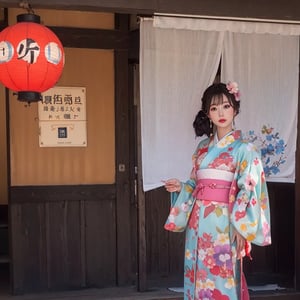 kimono, skyblue, pink