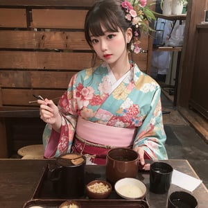 banghair, kimono, skyblue, pink